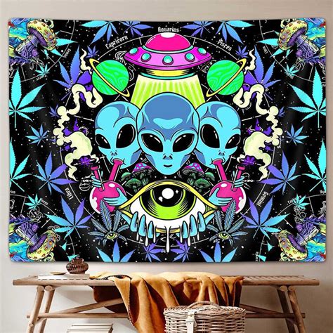 Three Aliens Tapestry Wall Hanging Rugs Bedspread Beach Mat Dorm Home