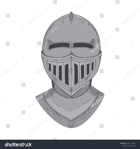 Medieval Knight Helmet Drawing Front