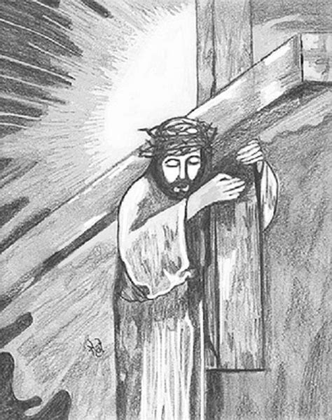 Jesus Carrying The Cross Sketch By Kathleen Ellinger Ofs 예수 그리스도 그리스도