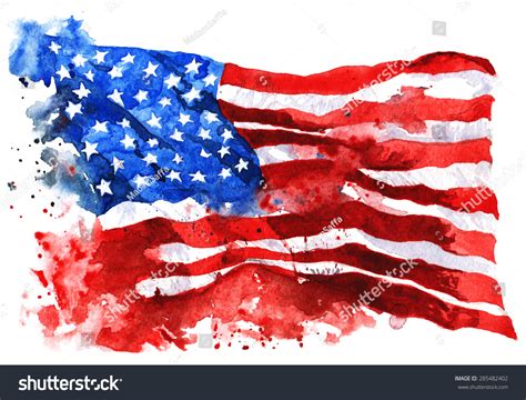 Flag America Handdrawn Watercolor On White Stock Illustration 285482402 Shutterstock