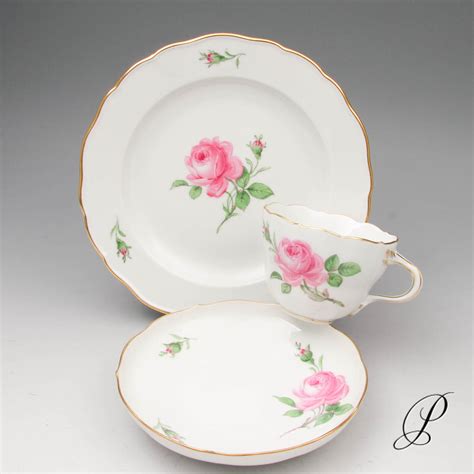 Kaffeegedeck Nr Meissen Im Dekor Rote Rose Porzellan Porcelain