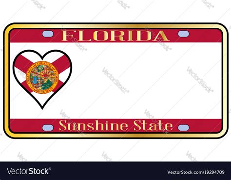 Florida state license plateai Royalty Free Vector Image