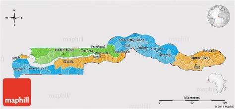 Political 3d Map Of The Gambia Cropped Outside