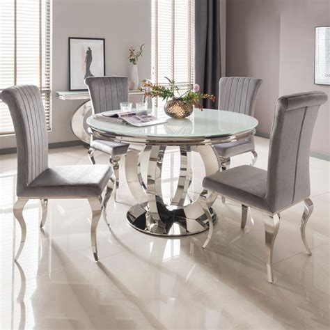 Round Dining Table With Glass Top Chrome Base Our Beautiful Las Vegas