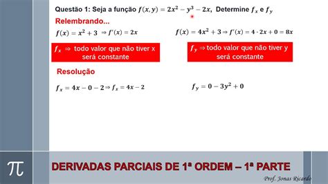 Derivadas Parciais De 1ª Ordem 1ª Parte Youtube