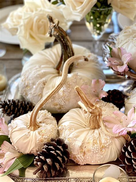 Fall Wedding Centerpiece White Wedding Pumpkins Embellished Etsy