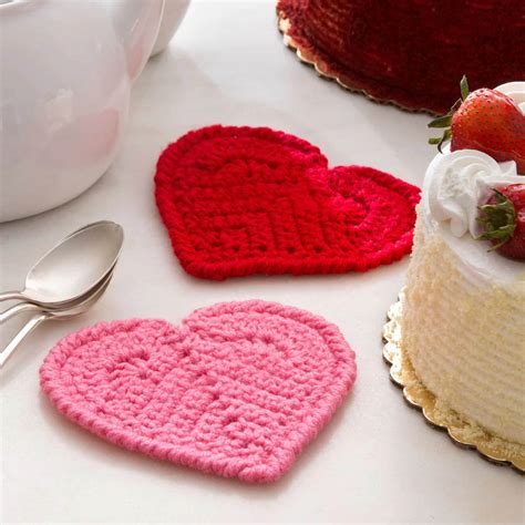 Easy Crochet Heart Coaster Pattern Get Started With Red Heart Yarn