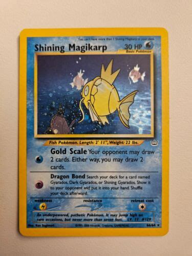 Shining Magikarp Neo Revelation Holo Pokemon Tcg Ebay