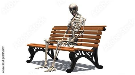 skeleton sitting on Park bench - separated on white background Stock ...