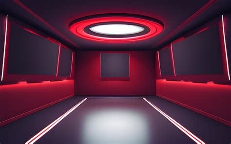 Premium AI Image | A red room with a red light and a black ceiling.