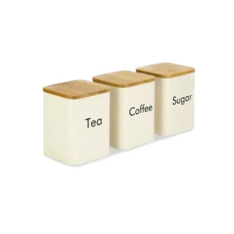 AzuraMart - Maison & White Tea Coffee and Sugar Canister - Cream - Set of 3