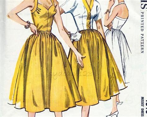 Vintage 1950s Halter Dress Pattern Sweetheart Neckline Cropped Etsy