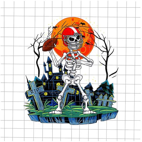 Skeleton American Football Halloween Png Football Etsy