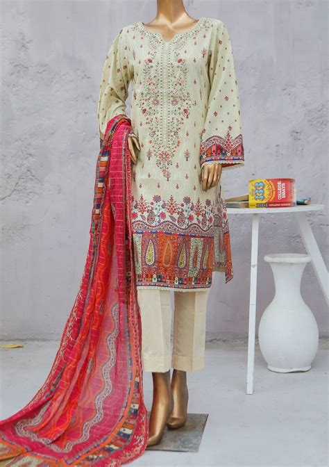 Bin Saeed Ready Made Embroidered Cotton Dress Db24272