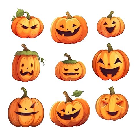 Conjunto De Lindas Calabazas Para Halloween PNG Calabazas De Dibujos