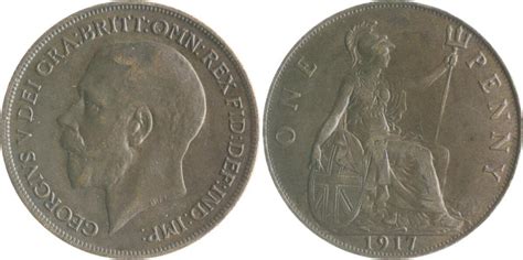 Großbritannien 1 Penny 1917 Georg V 1910 1936 ss MA Shops