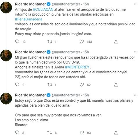 Ricardo Montaner Se Disculpó Por La Cancelación De Su Concierto En Culiacán “estoy Muy Apenado