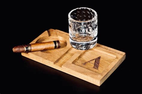 Whiskey Bourbon And Cigar Pairing Tray Ashtray And Drink Etsy