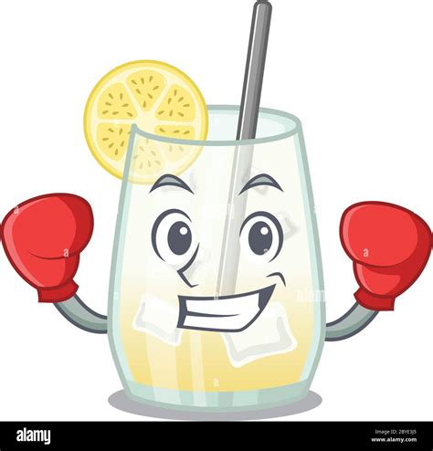 Mascot Design Of Tom Collins Cocktail As A Sporty Boxing Athlete Stock