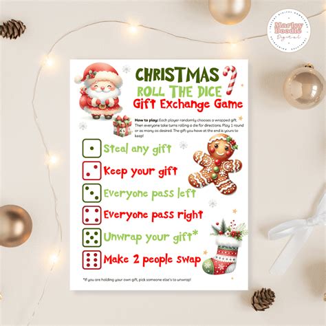 Christmas Gift Exchange Dice Game + Fun Printables - Marley Doodle Digital