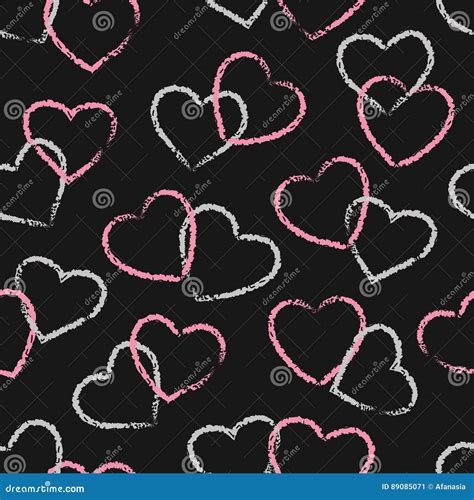 Seamless Pink And Black Hearts Pattern Valentine Design Stock Vector