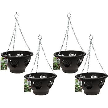 4 X Easy Fill Hanging Baskets 14 Black Amazon Co Uk Kitchen Home