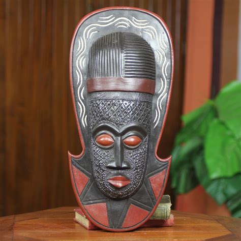 Artisan Carved West African Mask Akan Sandal Man Novica