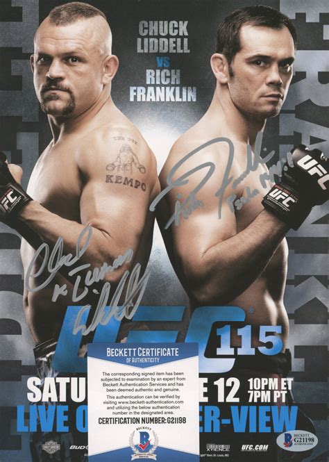 Chuck Iceman Liddell Rich Franklin Signed Ufc X Photo