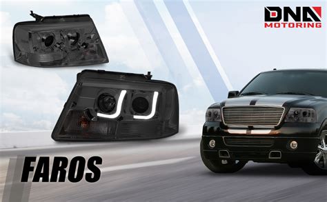 Dna Motoring Hl 3dlb F1504 Sm Cl1 Faros Delanteros De Proyector De Lente Ahumada Con Barra De