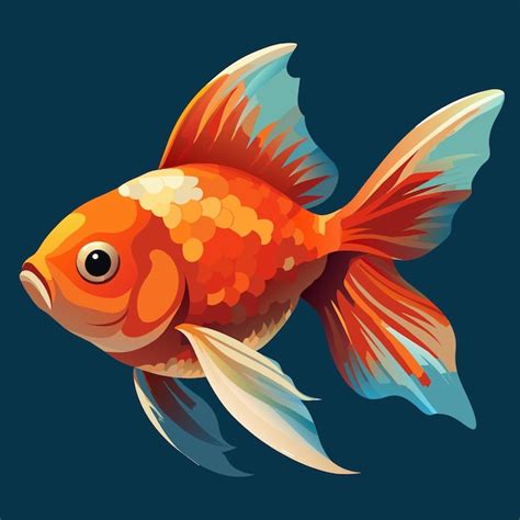 Premium Vector One Goldfish On White Background