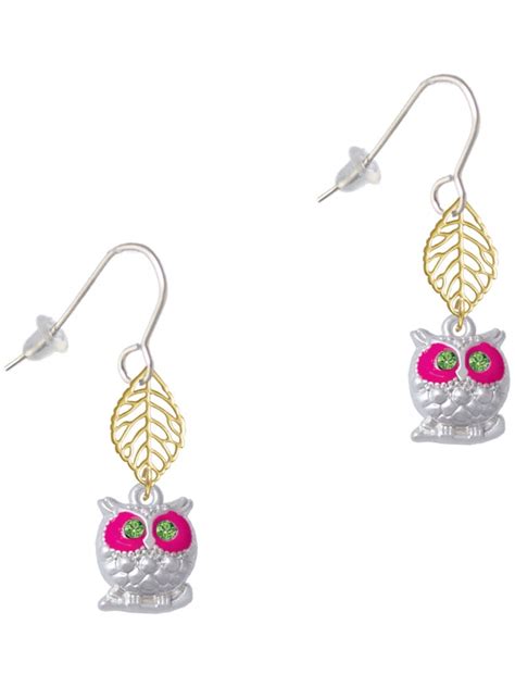 Delight Jewelry Silvertone Owl With Hot Pink Lime Green Crystal Eyes