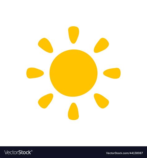 Cartoon Yellow Sun Shining Light Rays To Heat Vector Image