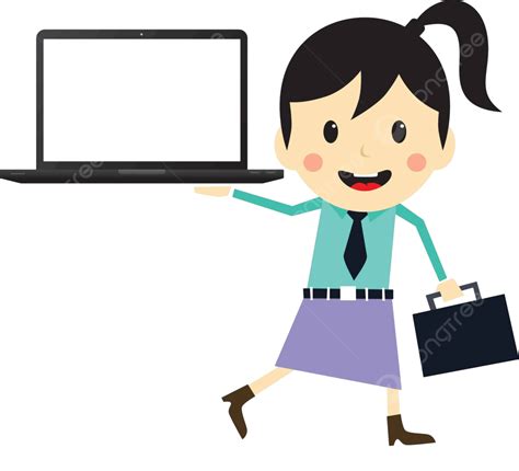 Business Presentation Cartoon Character Girl Salesman Briefcase Vector