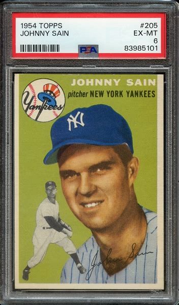 Lot Detail Topps Johnny Sain Psa Ex Mt