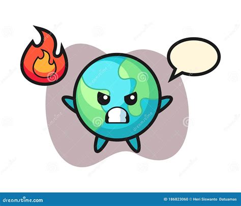 earth cartoon angry stock vector illustration  children