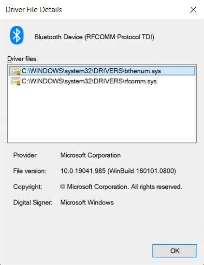 Intel Microsoft Bluetooth Device RFCOMM Protocol TDI Drivers Device