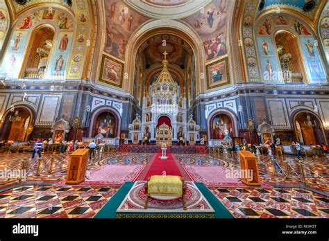 Moscow Russia June Interior Of Cathedral Of Christ The