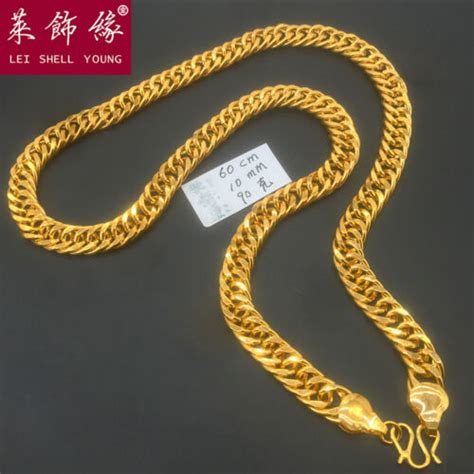 2PCS New Men S Set 22K 23K 24K THAI BAHT YELLOW GOLD GP NECKLACE EBay