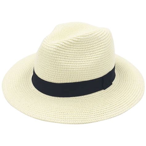 Lanzom Women Wide Brim Straw Panama Roll Up Hat Fedora Beach Sun Hat