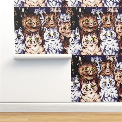 Louis Wain Cat Crowd Wallpaper | Spoonflower