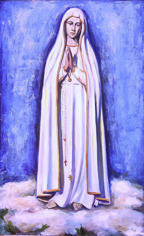 Our Lady of Fatima - Virgin of Fatima - Virgin of the Rosary - Original oil painting - Sacred ...