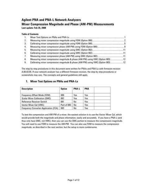 Pdf Agilent Pna And Pna L Network Analyzers Mixer Compression Na