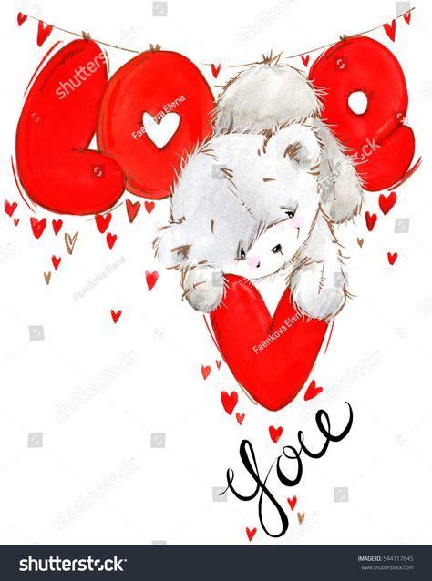 Cute Teddy Bear Love You Card Stock Illustration 544117645