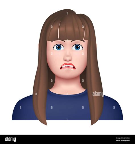 3d Woman Face Emotional Graphic Avatar Vector Illustration Stock