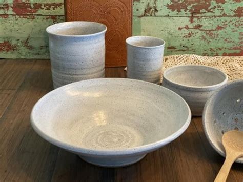 Handmade Speckled White Stoneware Bowl Artisan Pottery Dip Etsy