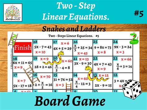 Solving Two Steps Linear Equations Snakes And Ladders Dice Game 5