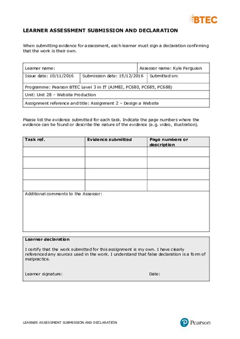 Doc Learner Assessment Submission And Declaration