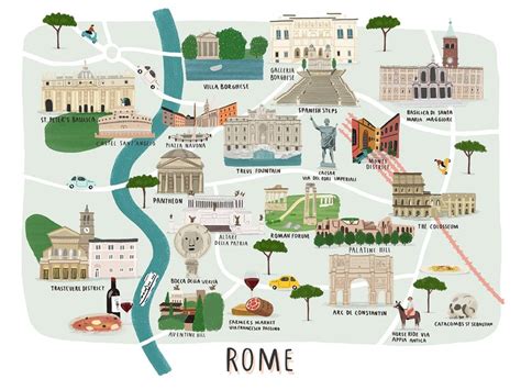 Rome Map Illustrated Print Map Print Illustration Rome Map Rome Map ...