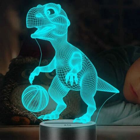 3D Basketball Dinosaure Led Lampe D Illusion Veilleuse Lumière De Nuit