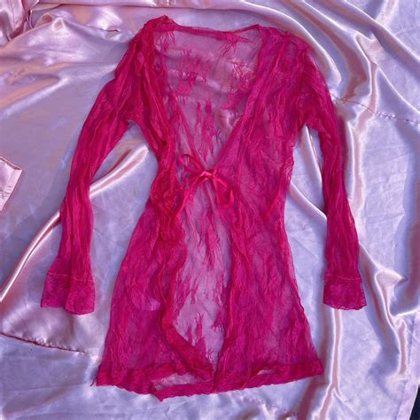 Hot Pink Lingerie Shall Mini Robe With Bow So Cute Depop